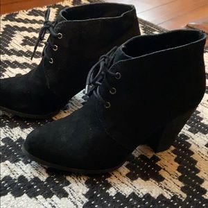 BCBG black suede booties